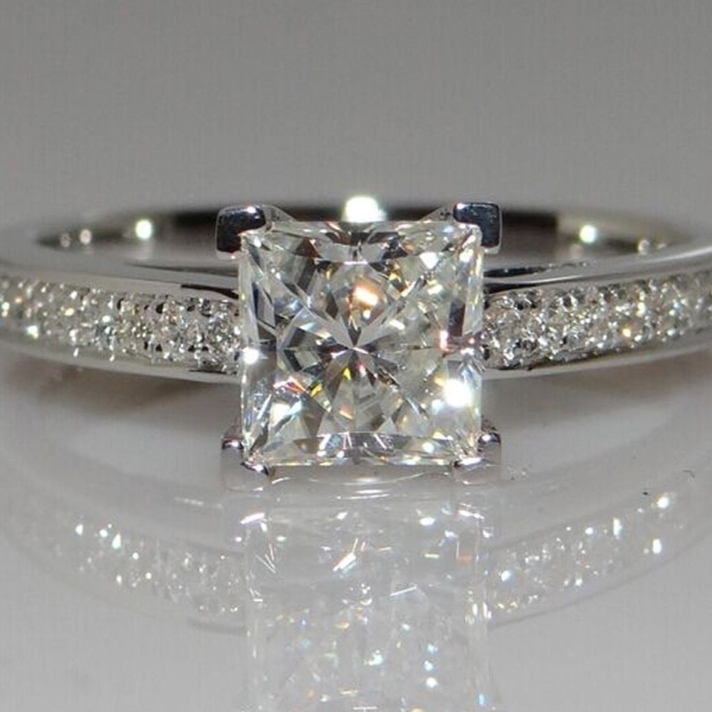 1 ct. Princess cut Diamond & Sterling Silver Ring